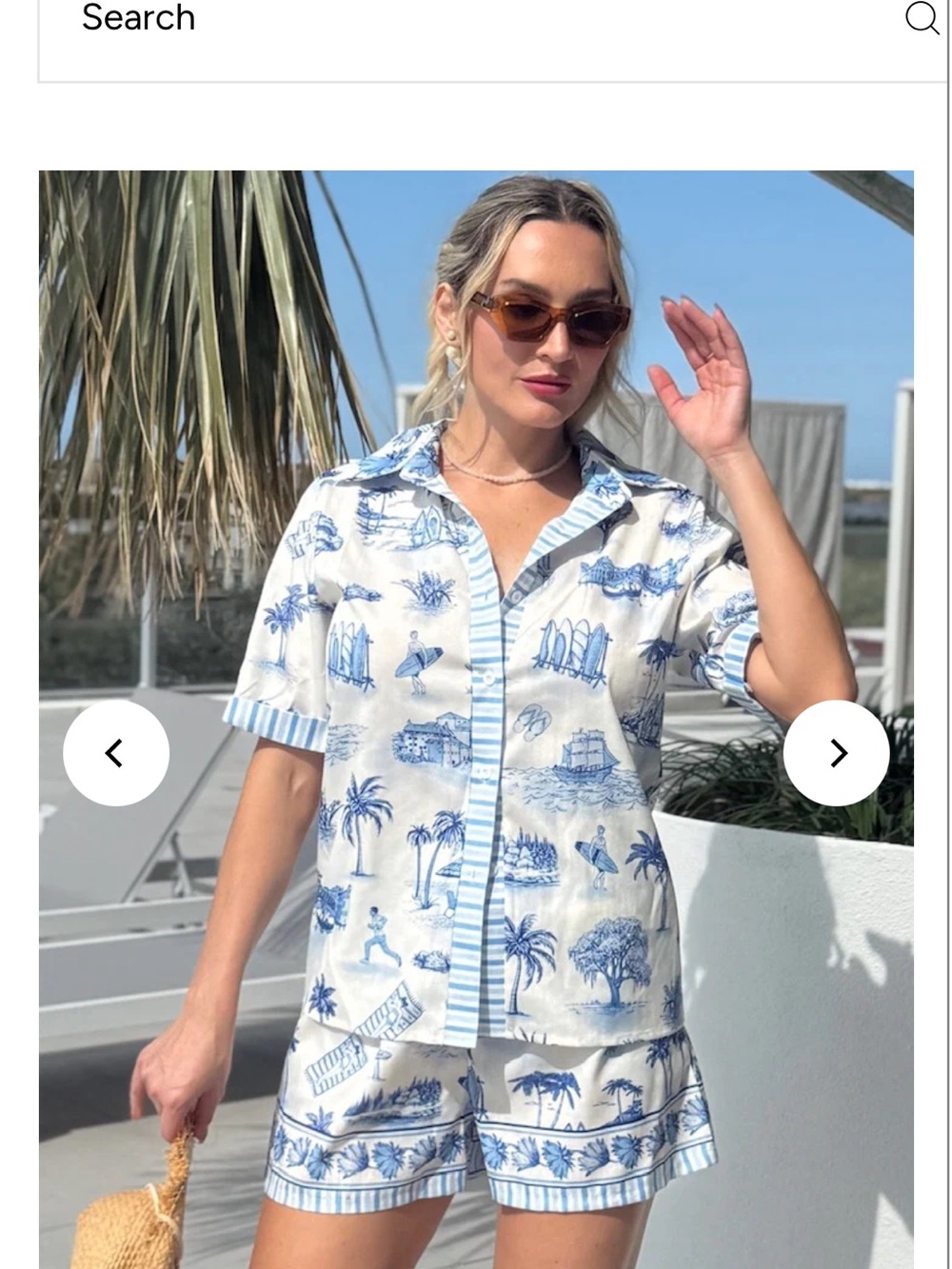 Relaxed Two-Piece Women’s Beach Set - Blue and White